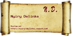 Nyiry Delinke névjegykártya